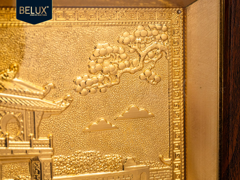 Tranh Khuê Văn Các bằng đồng&nbsp;mạ vàng 24k 25x20cm